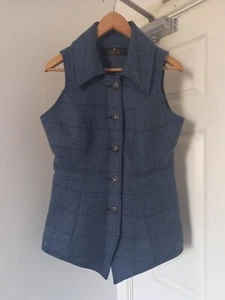 Stunning 100% Wool Twill Fitted Great Scot Coat Waistcoat In Blue Size 12 - Picture 1 of 11