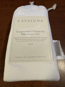 King Linen Blend Pillowcase Set White - Casaluna- - Picture 1 of 2