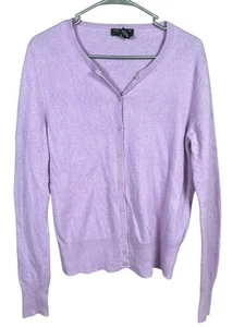 Lord & Taylor Cashmere Cardigan Sweater Womens Size XL Lilac Purple Lightweight - Picture 1 of 10