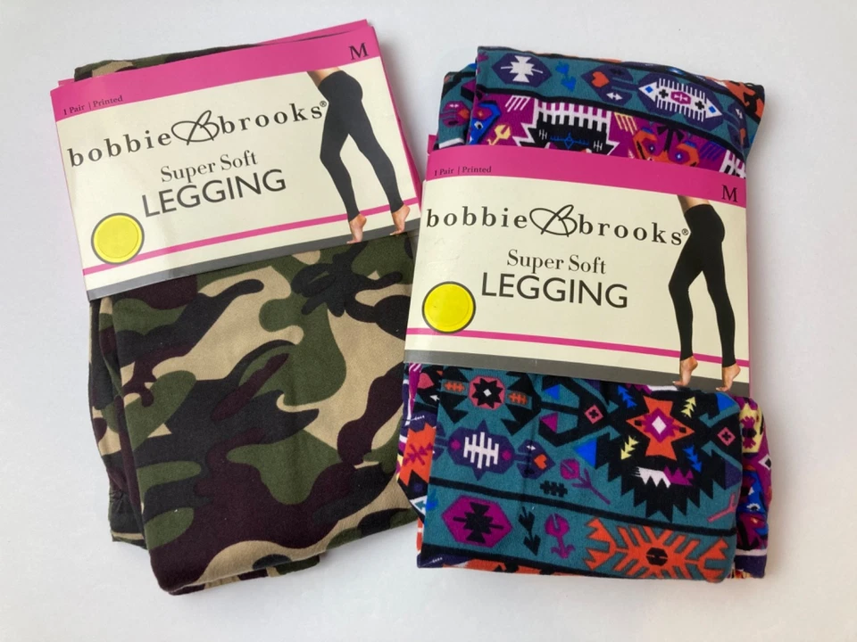 (2) Bobbie Brooks Leggings Súper Suaves Azteca Camuflaje Yoga Pantalones Medianos (8-10) Foto 1 de 4