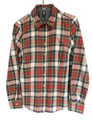 IZOD Womens Size S Tailored Holiday Plaid Shirt Casual Long Sleeve  Button Up - Image 1 of 4