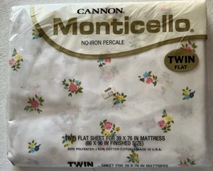 Sábana plana doble vintage Cannon Monticello para colchón 39x76 pulgadas T36 de colección - Imagen 1 de 4