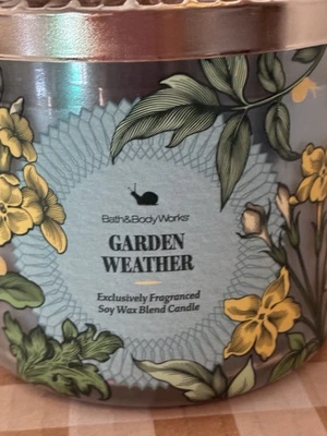 BATH AND BODY WORKS Garden Weather 3 Wick Candle With Lid - Image 1 of 3