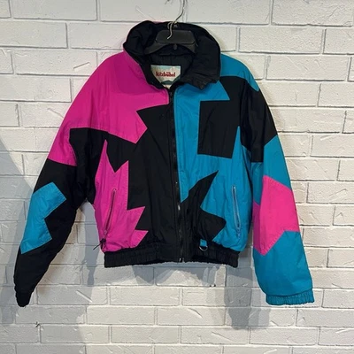 Abrigo de esquí de invierno geométrico colorido Kitzbuhel años 80 90 vintage para mujer XL Foto 1 de 4