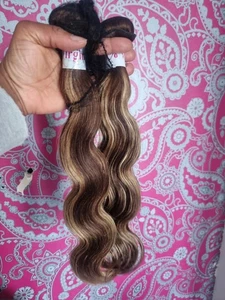 12AA P4/27# PIANO BALAYAGE RAW BRAZILIAN VIRGIN HUMAN HAIR BODY WAVES 200g 18+18 - Picture 1 of 8