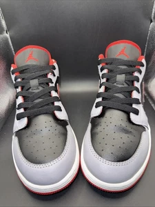 Talla 7Y - Nike Jordan 1 Low Cement Fire Negro Rojo, 553560-060, Limpio, Sin Caja - Imagen 1 de 10