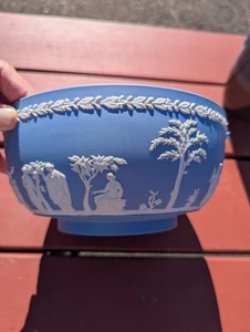Wedgwood blau Jasperware Servierschüssel 8" und Teller. - Bild 1 von 6