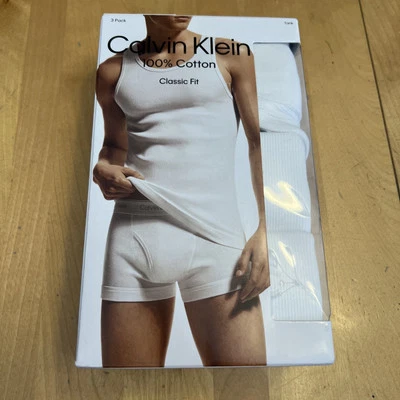 Calvin Klein 100% Cotton Classic fit Tank Under Shirt M 38-40 3 Pack In Open Box - Image 1 of 4