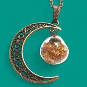 COLGANTE POLVO DE ESTRELLAS bronce filigrana media luna tarro oro estrella brillo collar N2 - Imagen 1 de 4