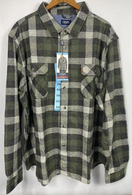 Chaps Big & Tall Men's 3XL GREEN Knit Flannel Shirt NWT - Image 1 of 4