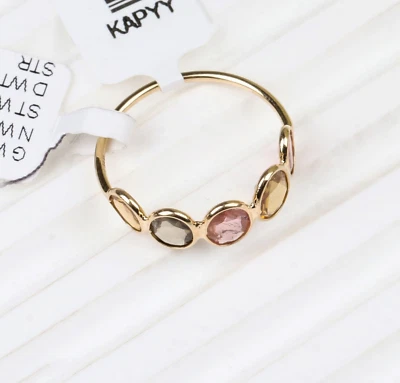 18K Yellow Gold 1.65Ct Multi Tourmaline Bezel Set Half Eternity Ring All Size - Image 1 of 4