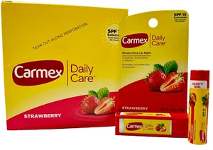 Carmex Fresh Strawberry Flavor Sticks 12 Ct Daily Care Moisturizing Lip Balm - Picture 1 of 6
