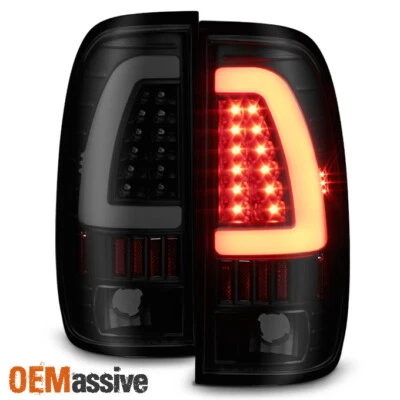 Fit 1997-2003 Ford F150 1999-2007 F250 F350 Black Smoked LED Tube Tail Lights - Image 1 of 4