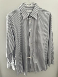 Camisa de hombre Calvin Klein L 17-32/33 manga larga abotonada a rayas 0824 - Imagen 1 de 5