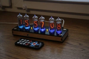 Nixie tube clock || include IN-14 tubes and plywood black case || retro vintage - Picture 1 of 9