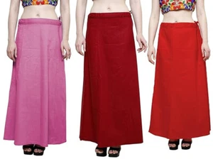 Saree Cotton Petticoat for Women, Bottom wear, Combo of 3 Red,Brown,pink - Picture 1 of 1