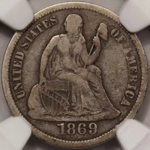 1869-S Liberty Seated Dime NGC F-15 - PQ For The Grade! - Picture 1 of 4