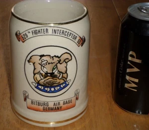 [BITBURG U.S. AIR BASE-GERMANY] 525th FIGHTER SQUADRON, Ceramic Beer Mug, 1960yr - Picture 1 of 9