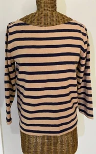 J CREW - BEIGE & BLUE BLOUSE LIGHT SWEATER - XS - Picture 1 of 4
