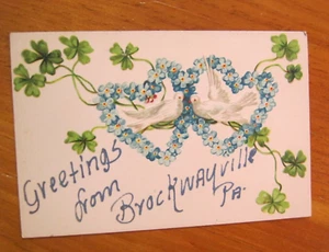 Greetings From Brockwayville PA Glitter Embossed - Picture 1 of 2