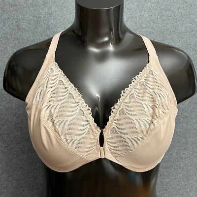 Sujetador Glamorise 44DD WonderWire cierre frontal espalda en T sin relleno cobertura completa beige Foto 1 de 4
