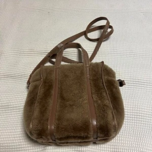 BALENCIAGA Authentic Bazar Shopper Fur Leather 2way Hand Bag Beige Crossbody - Picture 1 of 12
