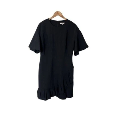 Mini Vestido Tibi Bell Manga Tropical Lana Negro Plisado Imitación Envolvente 10 1104 Foto 1 de 4