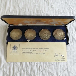1974 CHURCHILL CENTENARY 45mm HM SILVER 4 MEDAL SET - toye kenning & spencer - Picture 1 of 4