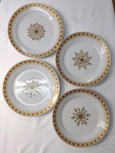 Pier 1 Snow Flake Snowflake Christmas Holiday Dessert Salad Plate set of 4 - Picture 1 of 5