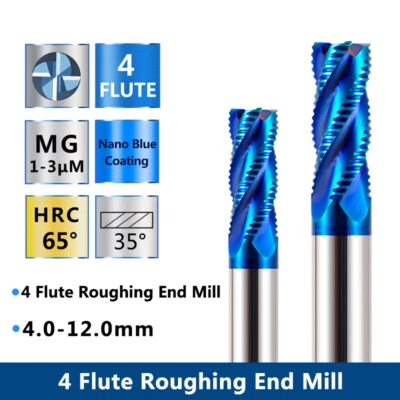 XCAN Roughing End Mill 4 Flute Carbide 4-12mm CNC Milling Cutter 4/6/8/10/12mm Shank