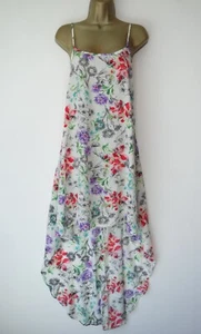 PAPAYA HOLIDAY IVORY FLORAL DIP HEM STRAPPY MAXI SUN BEACH DRESS SIZE M 12 14 - Picture 1 of 4