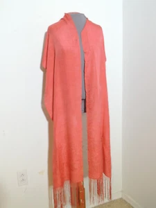 Edwardian Red Silk Damask Long Shawl / Stole - Picture 1 of 10