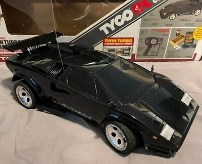 Vintage 9.6V Tyco RC Turbo Black Lamborghini Countach Turbo Power Boost 1989 - Image 1 of 4