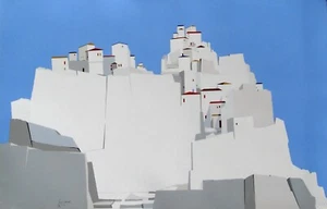 James Harrill "Island Village" silkscreen ltd ed, large, 28.75"h x 44.5"w image - Picture 1 of 1