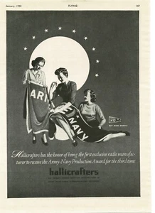 1944 HALLICRAFTERS gets WWII Army Navy Production Award 3rd Time Vintage Ad - Picture 1 of 1