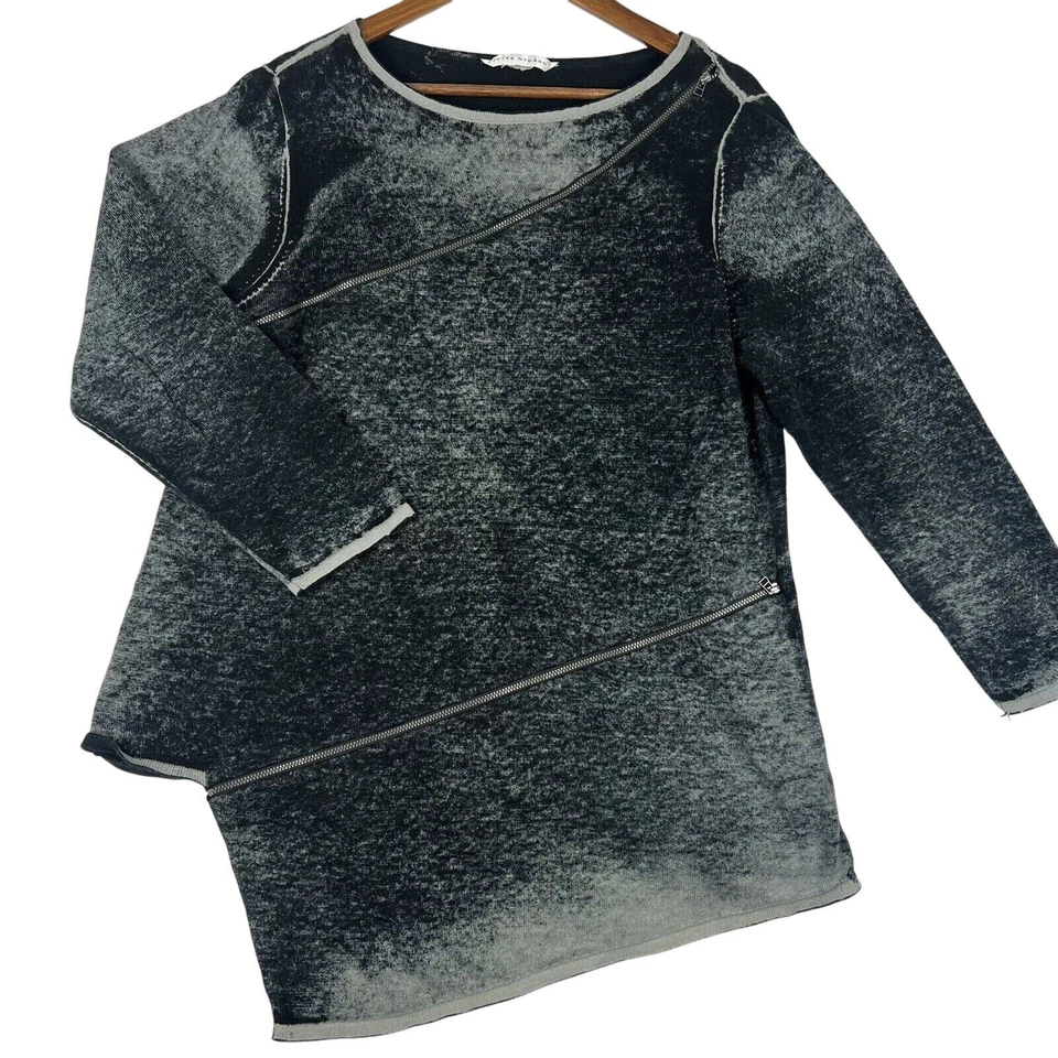 Suéter Asimétrico Peter Nygard Gris Cremallera Acentos Talla M Foto 1 de 4