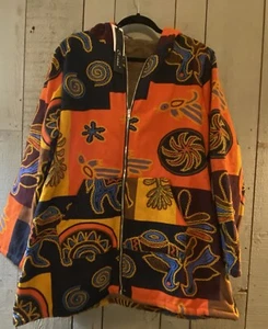 O Nelue Jacket Womens Large Hoodie Faux Fur Lined Everywhere! Orange - Picture 1 of 7
