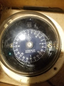 Vintage Nautical Marine Merriman Compass Boston Ma Boat Direction Blue Lighted - Picture 1 of 9