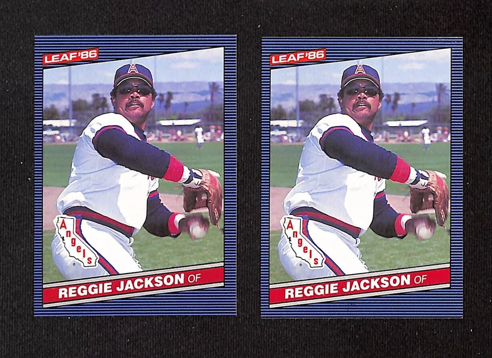 1986 Leaf #173 Reggie Jackson 2ct Angels Baseball Card Lot 1001Q - Image 1 of 1
