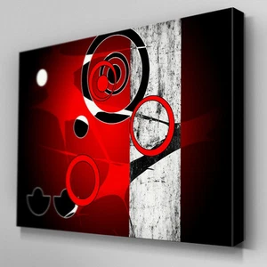 AB581 Rot Abstrakt Zerrissen Formen Leinwand Wandbild Fertig zum Aufhängen Bild Druck - Bild 1 von 1