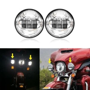 2x Chrome 4.5" LED Auxiliary Passing Lights Lamp for Harley Motorcycle - Bild 1 von 12