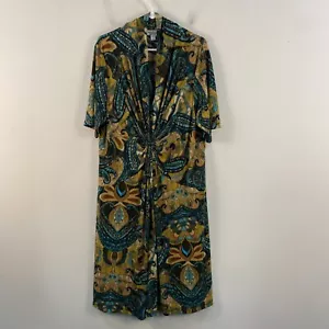 Dress Barn Womens 18 Dress Midi Stretch Pullover Short Sleeve V-Neck Twist 10951 - Picture 1 of 10