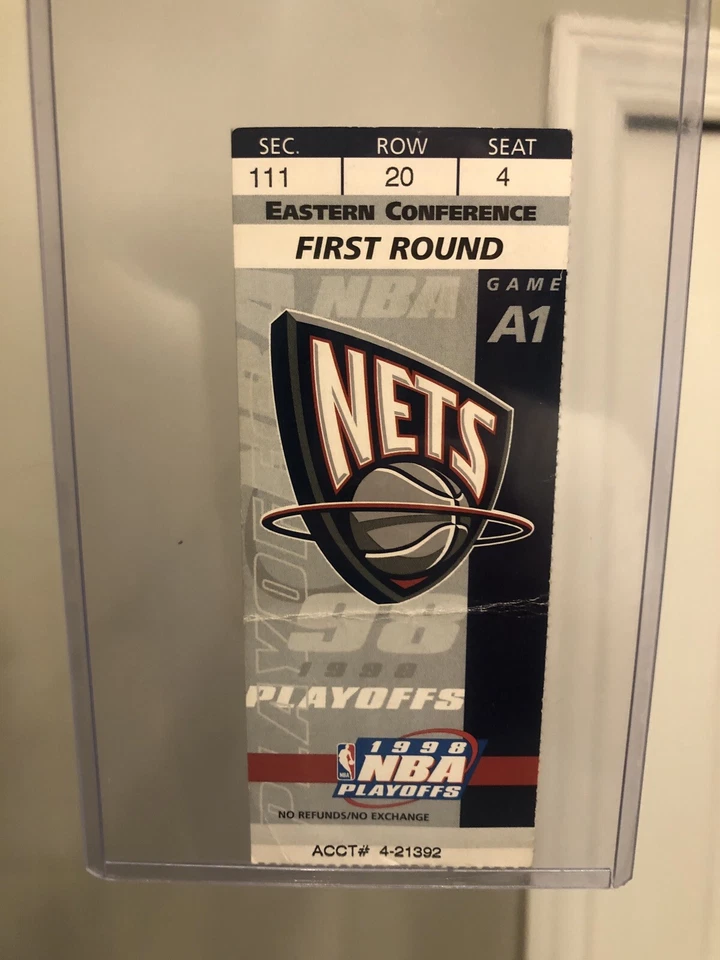 Chicago Bulls-Michael Jordan 1998 NBA Playoffs 1st Round Vs NJ Nets Ticket Stub. - Image 1 of 3