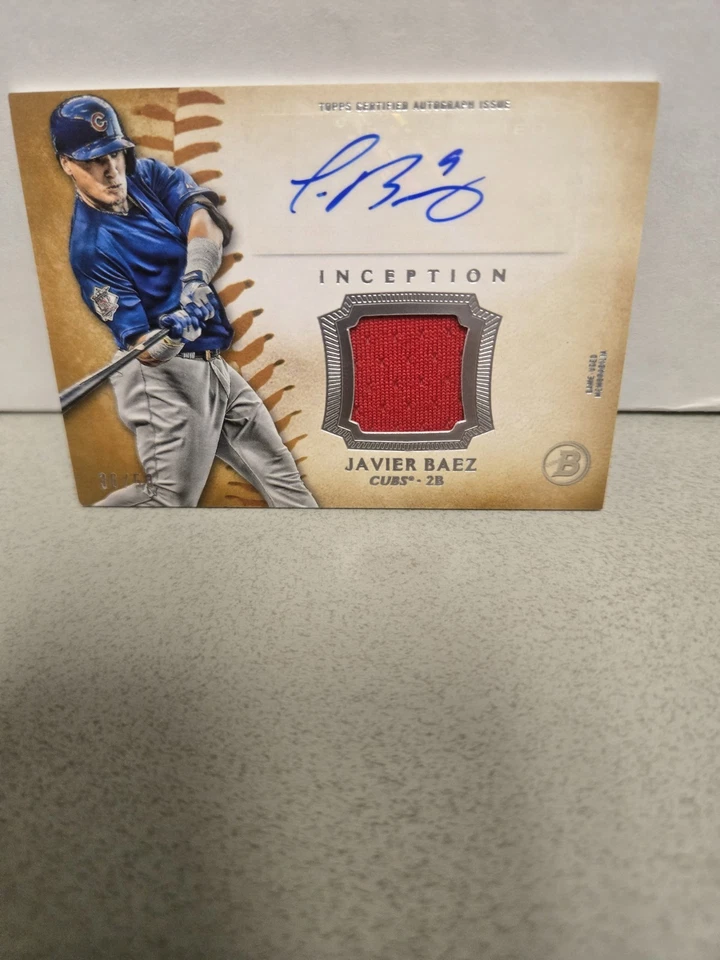 2015 Topps Bowman Inception Javier Javy Baez Game Used Patch Auto Gold /50 - Image 1 of 1
