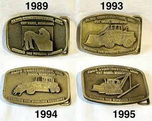 Alme Construction Belt Buckle Pipeline Gas Oil Cut Bank Montana Brass Vtg $25 Ea - Picture 1 of 15