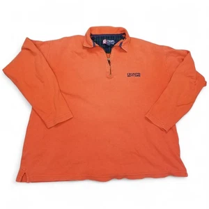 Chaps Ralph Lauren Sweater Mens Large Orange 1/4 Zip Pullover Waffle Knit Shirt - Picture 1 of 15