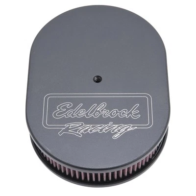 Edelbrock 42203 Victor Black Oval Air Cleaner 2.4" Cotton Element for Dual-Quads - Image 1 of 2