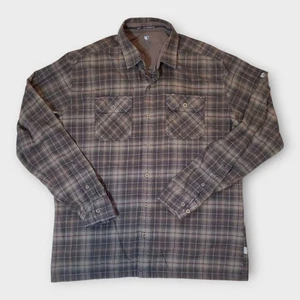 KUHL Shirt Mens Large Plaid Flannel Outdoors Casual Olive, Gray, Red Soft - Picture 1 of 10