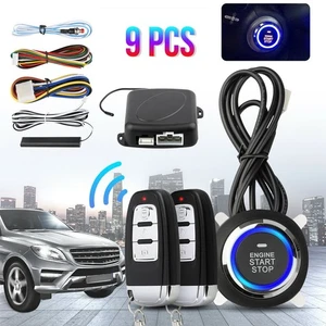 Push Button Remote Starter Stop Car Keyless Entry Engine Start Alarm System C7E5 - Picture 1 of 12
