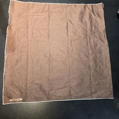 Vintage Brown Custom Embroidered Bandana Handkerchief Pocket Square 16.5" - Image 1 of 4